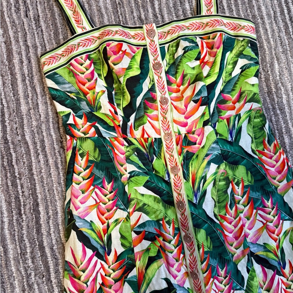 NEW FARM RIO Heli Leaves Linen Midi Dress - Picture 6 of 10